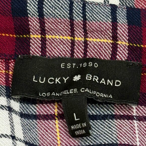 Lucky Brand Red Plaid Split Back Button Down Shirt - Picture 2 of 7